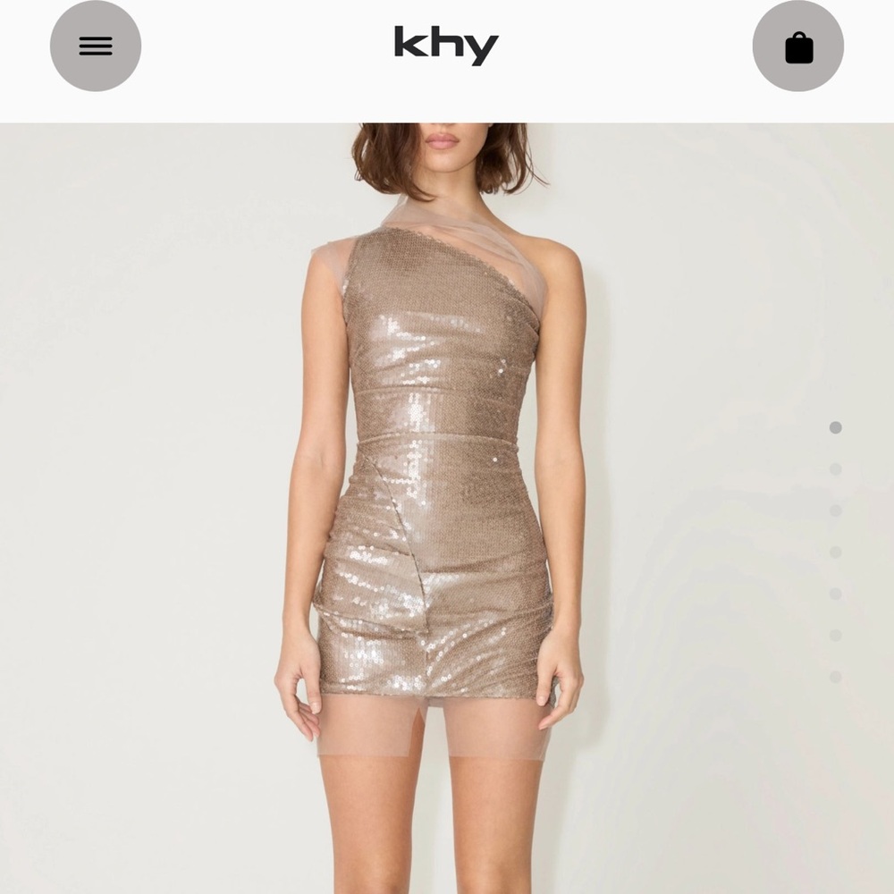 KHY one shoulder mini dress in champagne size M Khy x Sia Arnika
